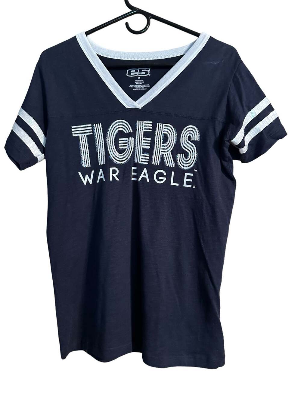 Auburn University Tigers Navy Shimmer Short Sleeve Shirt Size Medium